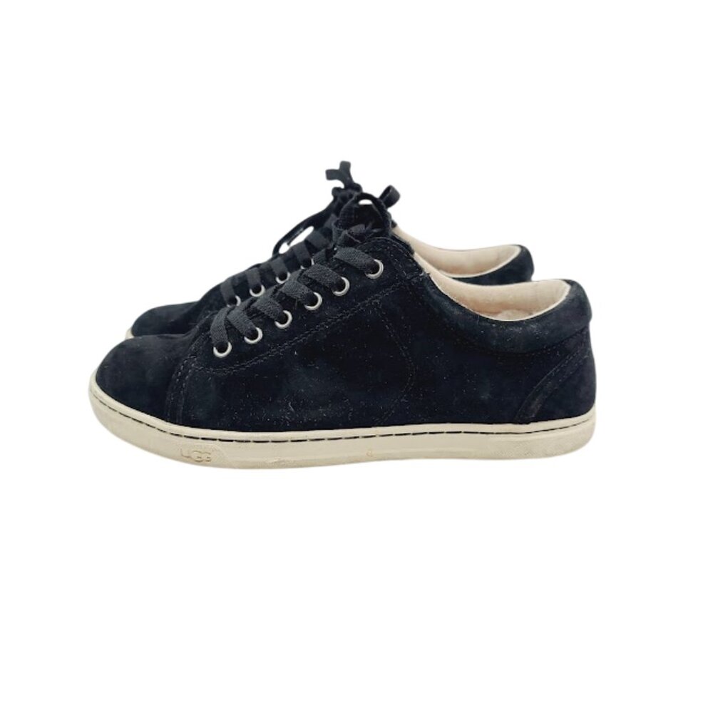 UGG Women's Black Tomi Suede Lace Up Low Top Athletic Sneaker Size 7 - Picture 1 of 8
